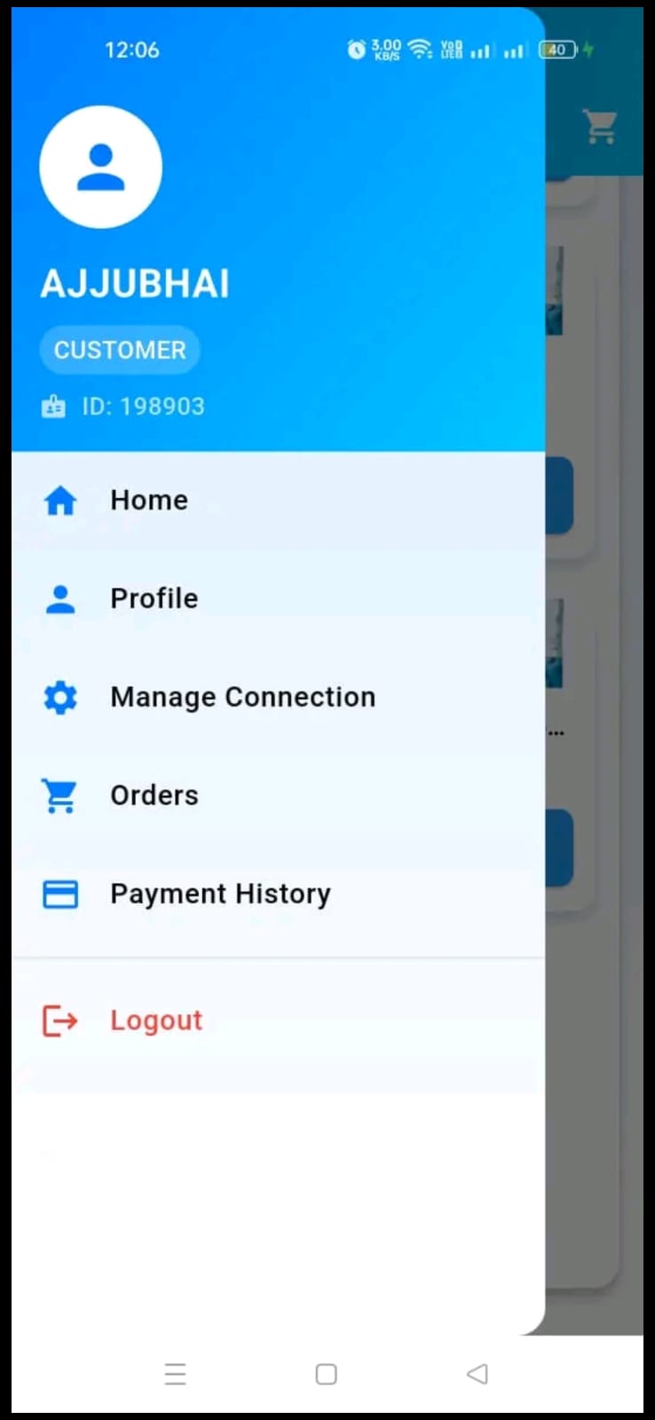 Crystal Drops payment history screen