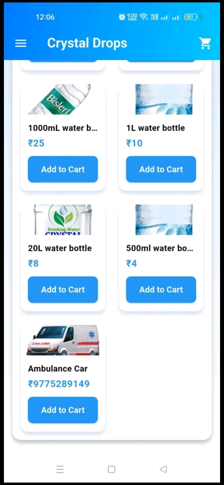 Crystal Drops customer profile screen