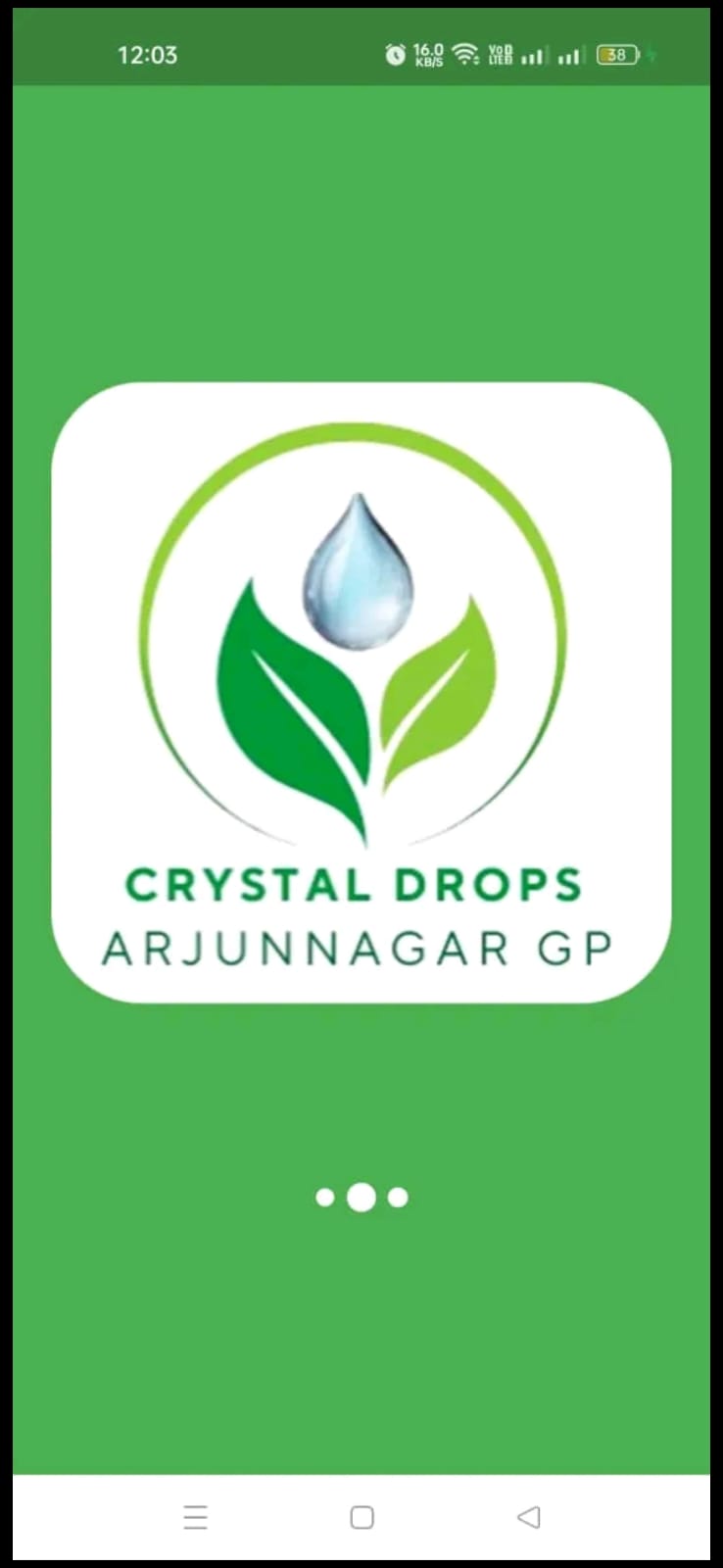 Crystal Drops splash screen with logo