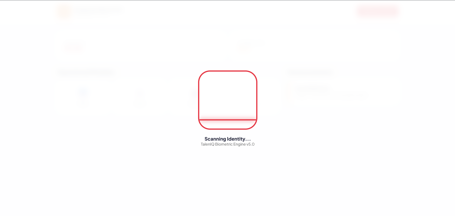 TalenIQ biometric scanning screen
