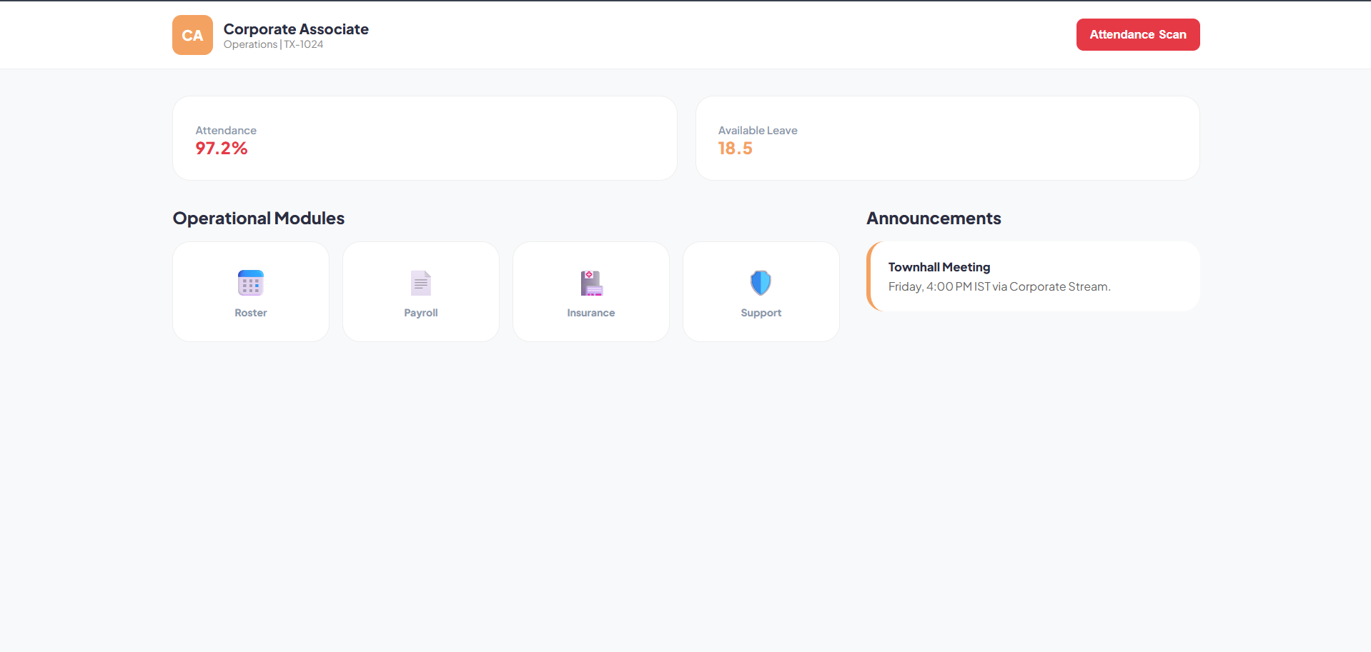 TalenIQ management portal dashboard with attendance and modules