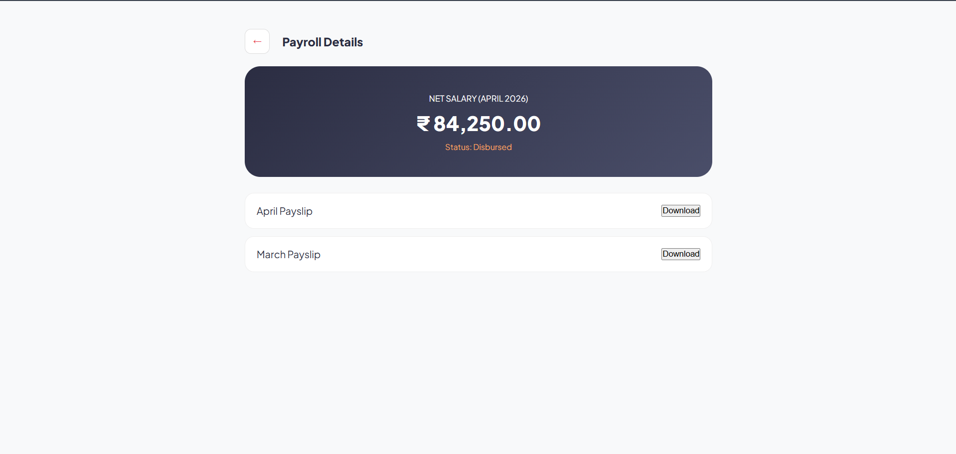 TalenIQ payroll details screen